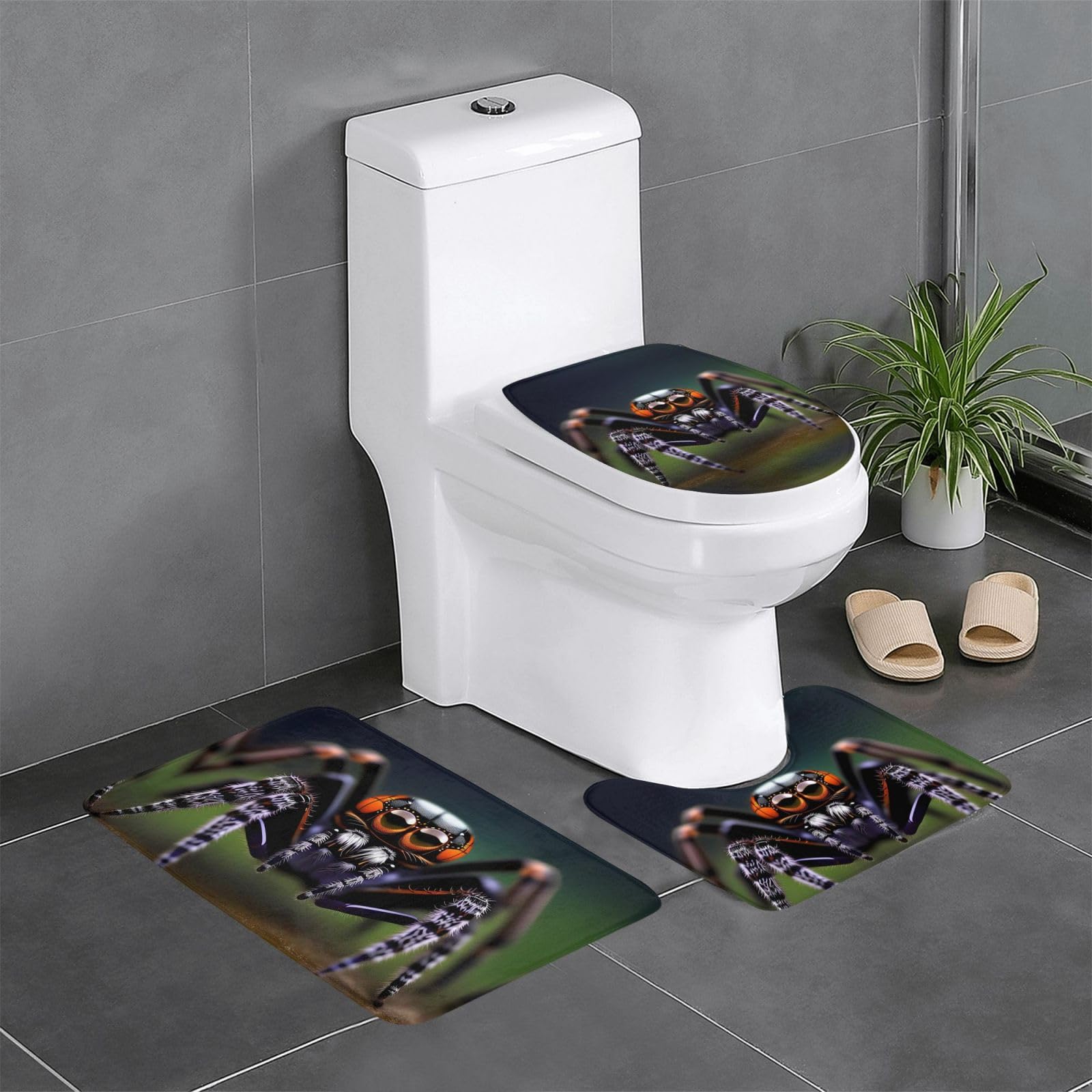Tapis de salle de bain absorbant antidérapant lot de 3 motif tropical original