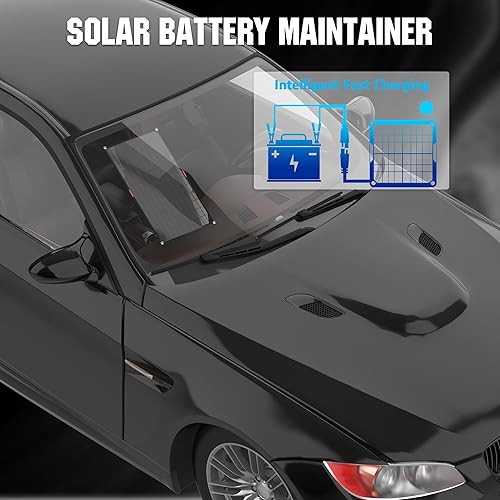 Miniatura 5 de OYMSAE Cargador de batería solar de 12 V, mantenedor de batería solar impermeable de 5 W, cargador de panel solar portátil con controlador mejorado