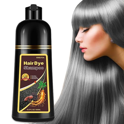 Champú de tinte para el cabello gris plateado 3 en 1, retoque de raíces, cobertura de cabello gris para mujeres y hombres, el color natural del