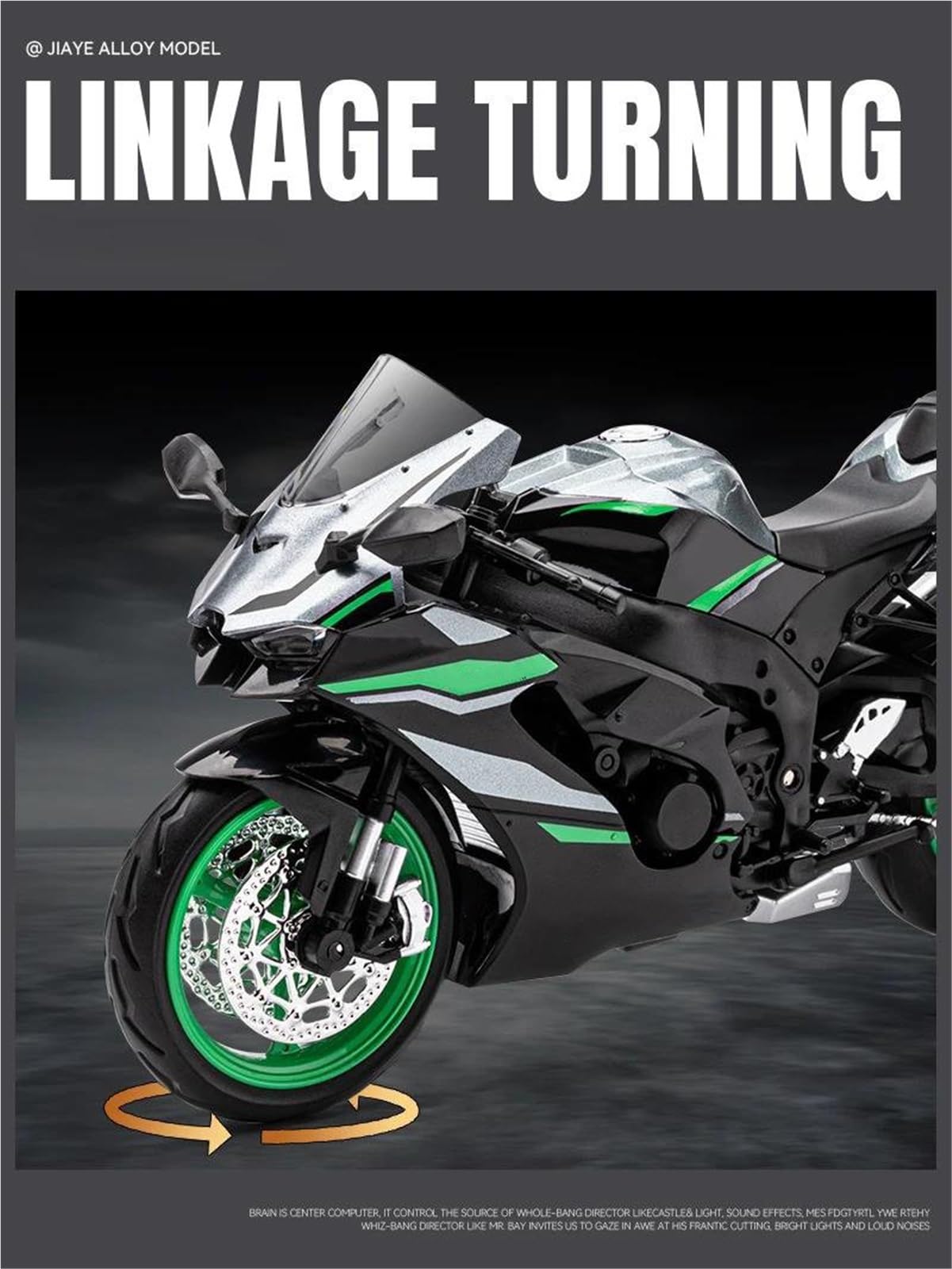 Modello in Scala Modellino di Moto da Corsa in Lega 1:12, Pressofuso in Metallo, Modello Sportiva Strada, Giocattolo con Suoni E Luci, Regalo per Kawasaki per Ninja ZX-10R(Grey)