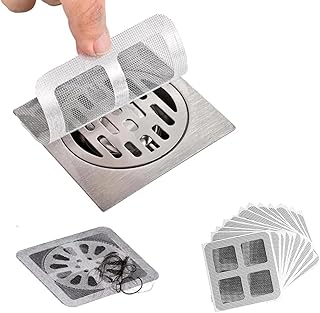 Disposable Shower Drain Cover Hair Catcher, 2026 Upgrade 3.94 Inches Square Floor Drain Drain Hair Catcher Stickers for Bath & Kitchen, Mesh Cover Floor Drain Sticker - Easy to Install (10)