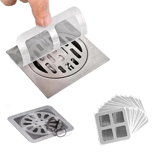 10Pcs Square Disposable Shower Drain Hair Catcher Stickers, 4"x4"