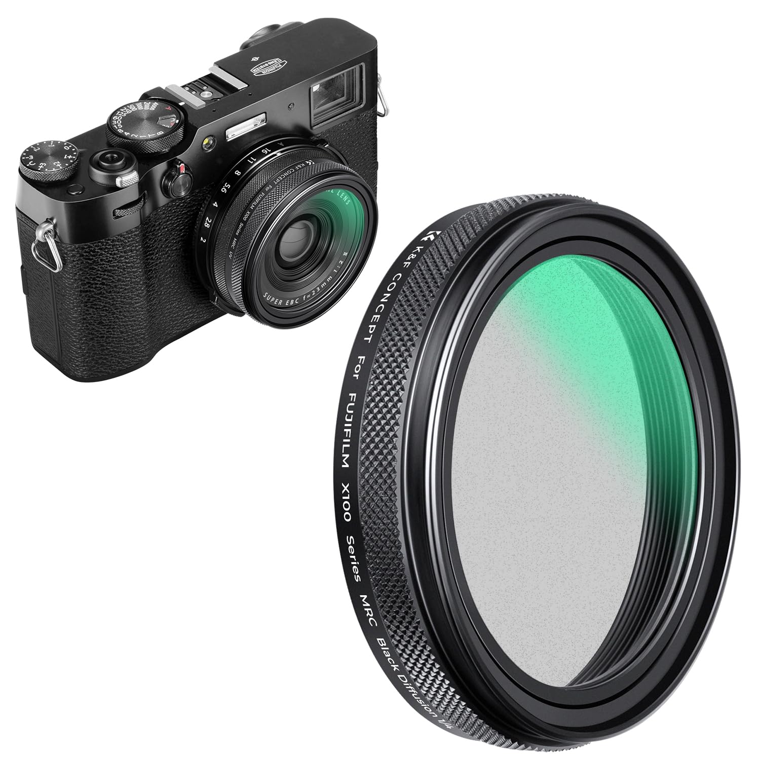 K&F CONCEPT Nano-Xcel Filtro Black Mist 1/4 per Fujifilm X100 Serie, Filtro Black Diffusione 1/4 con 28 Strati Rivestimento Nano compatibile con Fujifilm X100 X100S X100F X100T X100V X100VI(Nero)