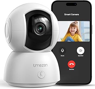TMEZON Indoor Security Camera 2K,Pan/Tilt Wi-Fi Pet Camera with Vicohome App WiFi IP 3MP HD 360° Baby Monitor,One-Click Ca...