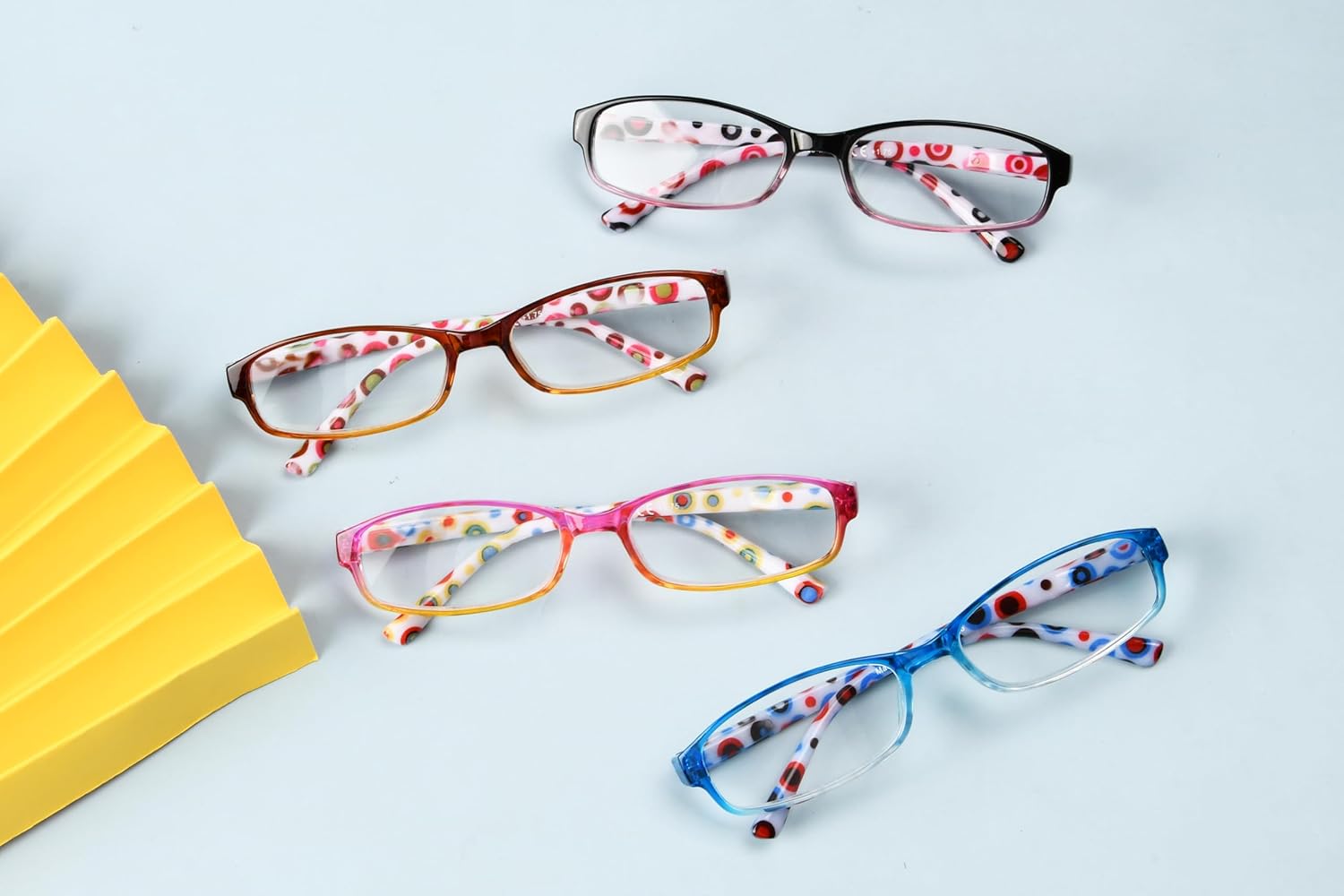 Eyekepper 4 Pack Ladies Reading Glasses - Cute Readers with Colorful Polka Dots Patterned Temple for Women Reading +2.50