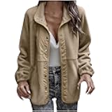Womens Fleece Jacket Long Sleeve Hoodless Casual Jacket Snap Button Fuzzy Sherpa Outerwear Coats with Pockets 2024