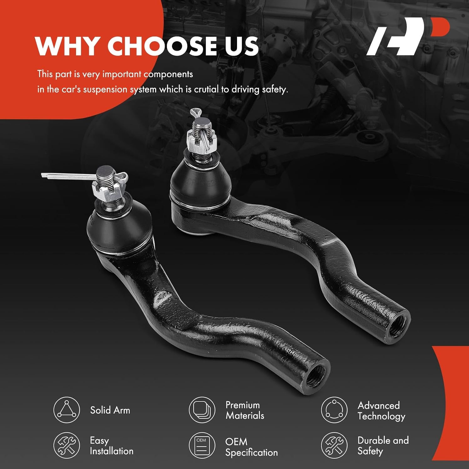 A-Premium 2 x Front Outer Tie Rod Ends, Compatible with Honda CR-V CRV 2017-2023