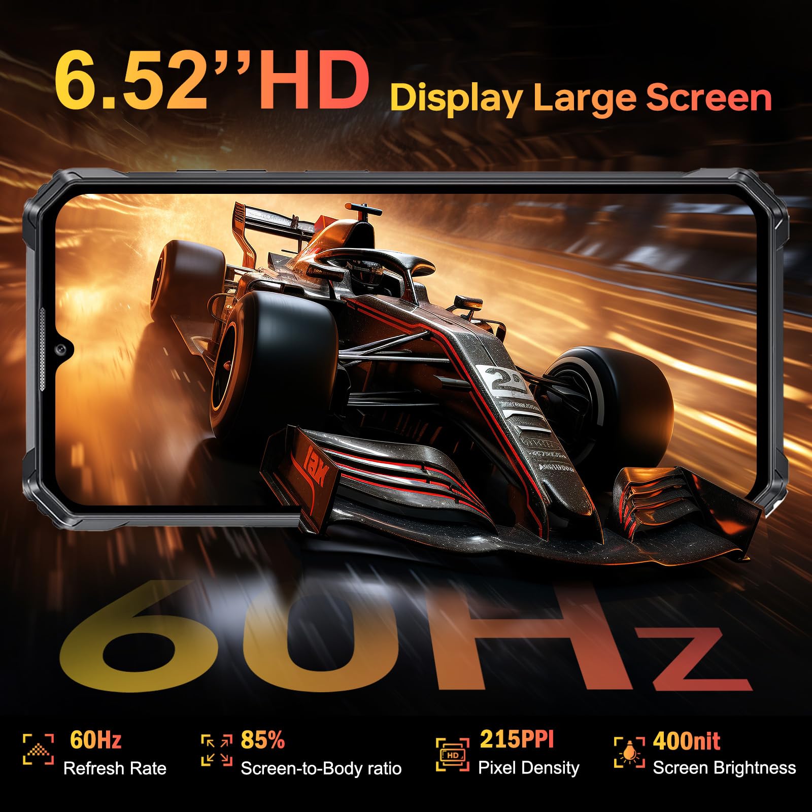 WP28E Rugged Smartphone 2026-10600mAh Telefono Indistruttibile | 16GB+64B/1TB Smartphone Rugged, 6.52" Celluare Antiurto, 13MP Cellulare Impermeabile, Android 15/4G Dual SIM/OTG/NFC, Nero