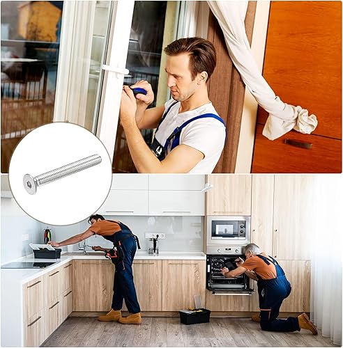 Miniatura 4 de METALLIXITY Tornillos de cabeza plana avellanados (M5 x 1.575in), 10 piezas, tornillos de tapa de cabeza de enchufe de acero inoxidable 304, para