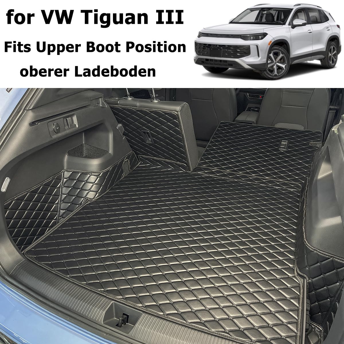 Kofferraumwanne für VW Tiguan III 2024-2026 (Ohne Plug-in-Hybrid) | (oberer Ladeboden) Kofferraummatte Kofferraumabdeckung