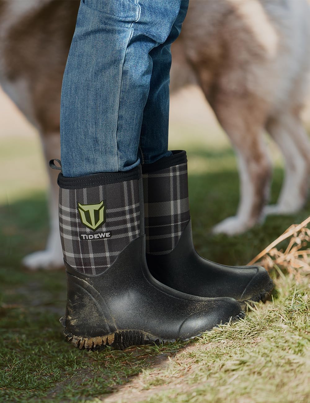 TIDEWE Rubber Boots for Women with Steel Shank, 6mm Neoprene Waterproof Insulated Mid Calf Rain Boots, Sturdy Hunting Work Boots for Farming Gardening Fishing - Image 2