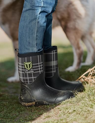 Miniatura 6 de TIDEWE Botas de goma para mujer, botas de lluvia aisladas de neopreno de 0.217 in con vástago de acero, botas de caza impermeables de media