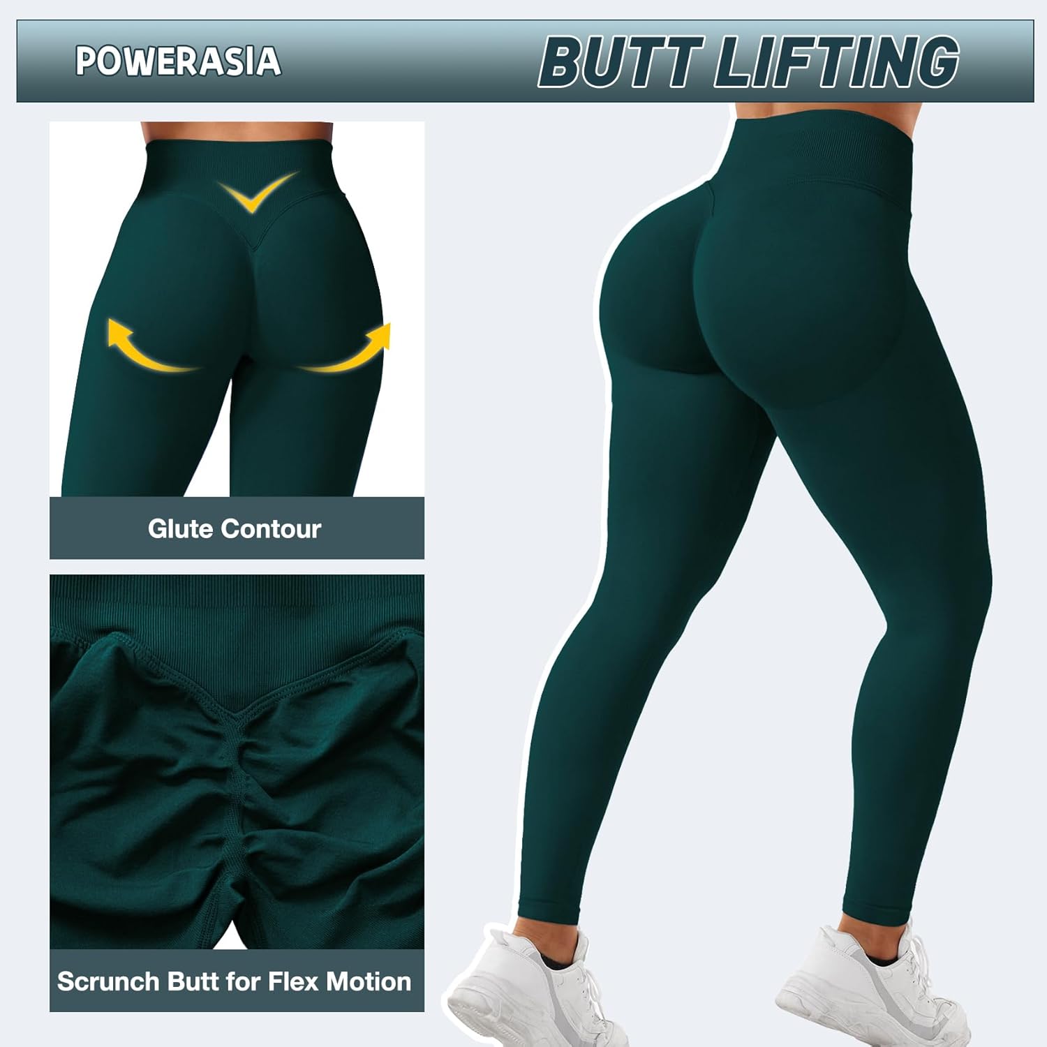 Impact Hidden Scrunch Butt Leggings for Women Mid Low Waist Gym Workout Legging Tummy Control Booty Lifting Yoga Pants - Image 2