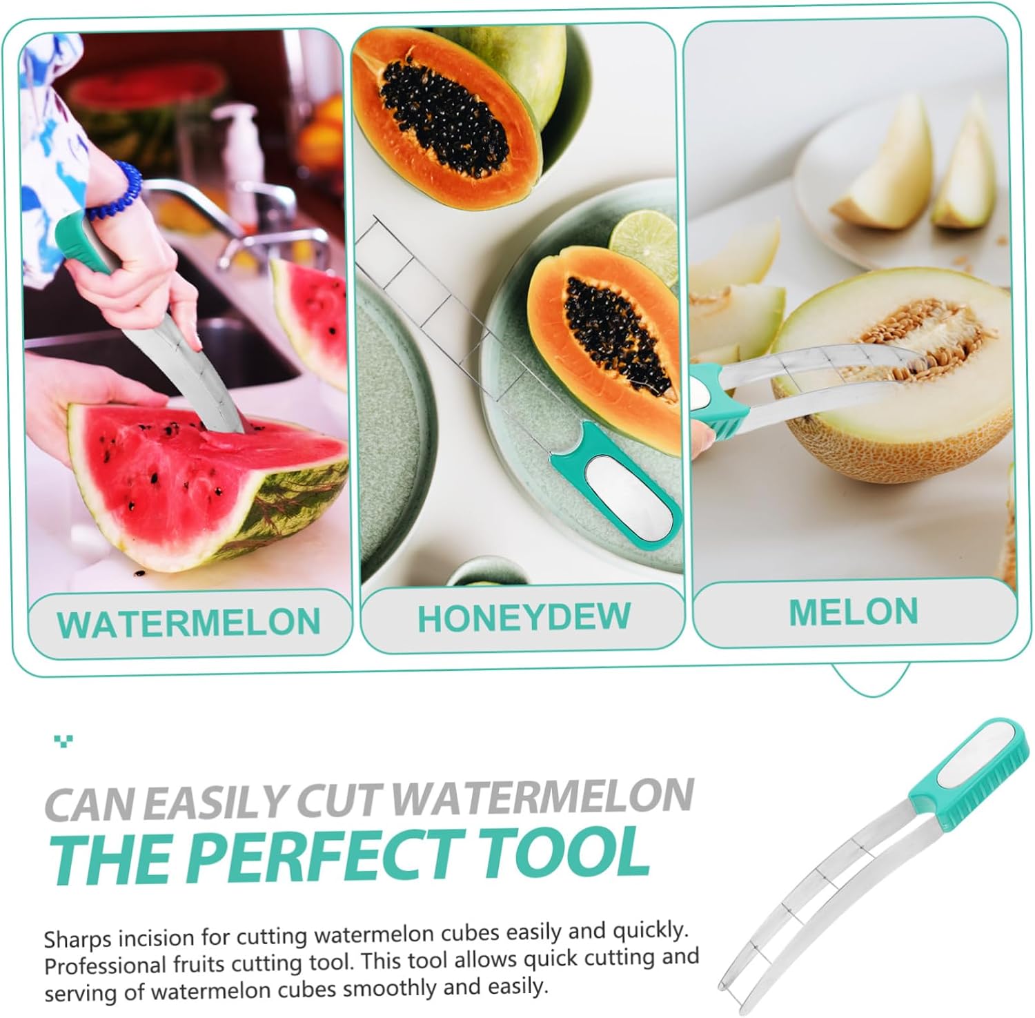 Xmas Stainless Steel Watermelon Cutter, Quick Fruit Slicer for Home Kitchen