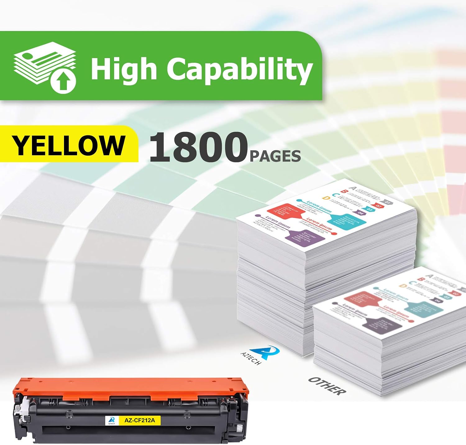Aztech Compatible Toner Cartridge Replacement for HP 131X 131A CF212A for HP Pro 200 Color M251nw M251n MFP M276nw M276n Printer Ink (Yellow, 1-Pack)