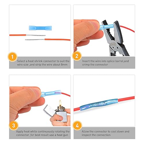 Miniatura 52 de Nilight 50015R - 200 conectores termocontraíbles – Conectores de alambre impermeables – Terminales eléctricos de grado marino automotriz – Kit