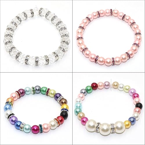 Miniatura 3 de Guoxin 100 cuentas espaciadoras Rondelle redondas de cristal con diamantes de imitación checos chapados en plata, cuentas sueltas para manualidades,