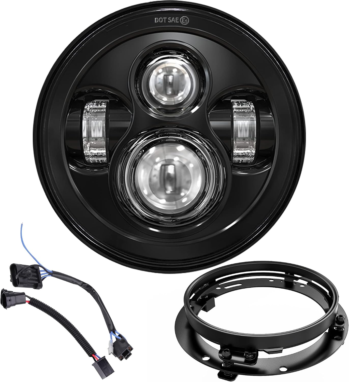 Z-OFFROAD New 7 inch LED Headlight High Low Beam Headlamp Compatible With Harley Davidson Street Glide Electra Glide Ultra Classic Road King Heritage Softail Fatboy CVO Tri Motorcycle - Black