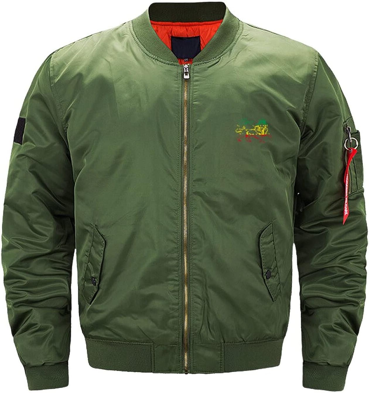 Rasta Lion Judah Ethiopia Flag Men's Flight Bomber Jacket Winter Warm Coats Funny Printed Outwear