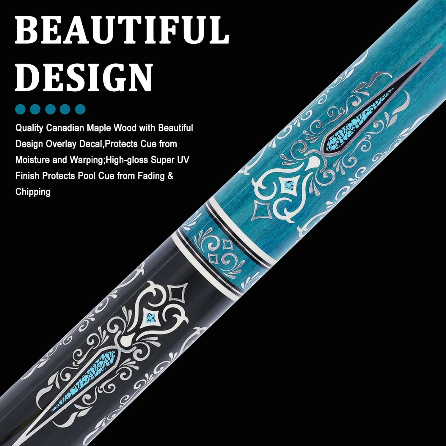 Carbon Fiber Pool Cue 2 Pieces Cue Stick with 12.5mm Tip Professional Low Deflection Billiard Pool Sticks with 3/8 * 8 Pin Joint