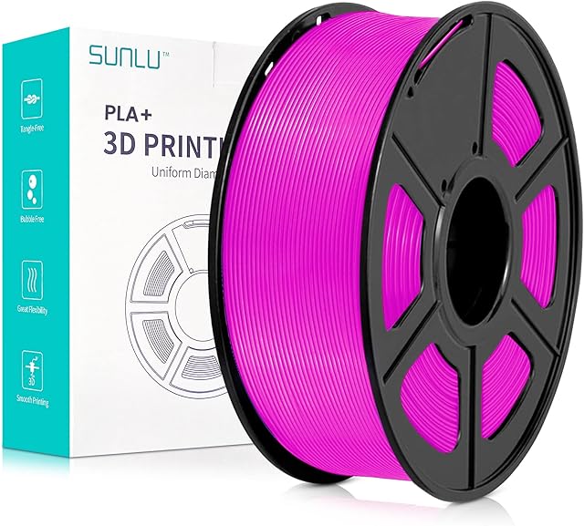 SUNLU PLA+ 3D Printer Filament, PLA Plus Filament 1.75mm, Toughness Enhanced 3D Filament Compatible with 3D FDM Printers, Dimensional Accuracy +/- 0.02 mm, 1 kg Spool(2.2 LBS), PLA+ Fuchsia