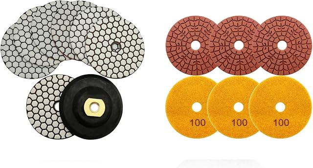 SHDIATOOL Diamond Polishing Pads 4 - Inch Set for Granite Quartz Stone Marble Sanding Disc