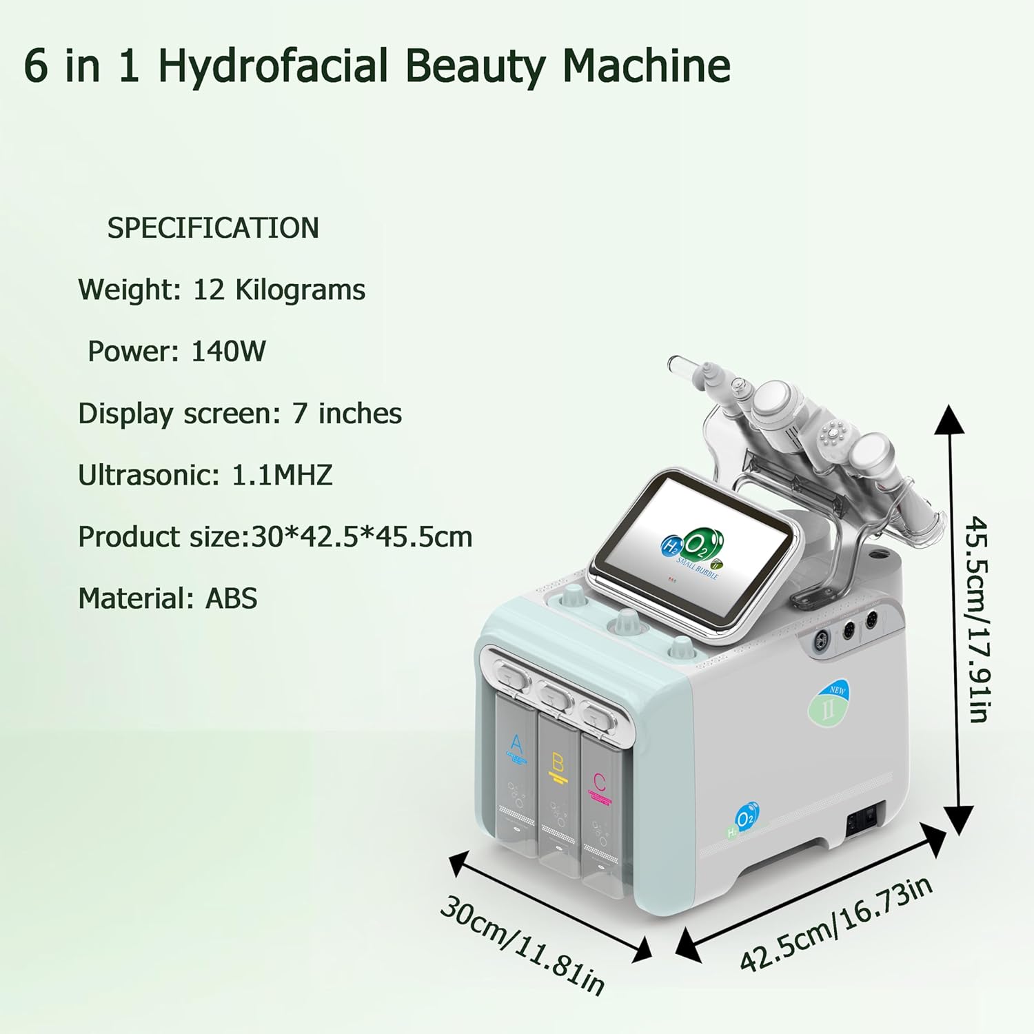 Elitzia 6-in-1 Beauty Machine Specifications and Dimensions