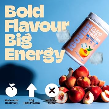 Clear Whey Protein Powder Peach Iced Tea (20 Servings) Refreshing Protein Water | Zero Added Sugar | High Protein 20g Per Serving