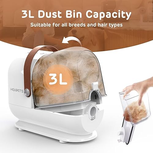 Miniatura 5 de Kit de aspiradora de aseo para perros, aspiradora de 3 litros con 7 herramientas, cortadora eléctrica de bajo ruido y cepillo para eliminar mascotas