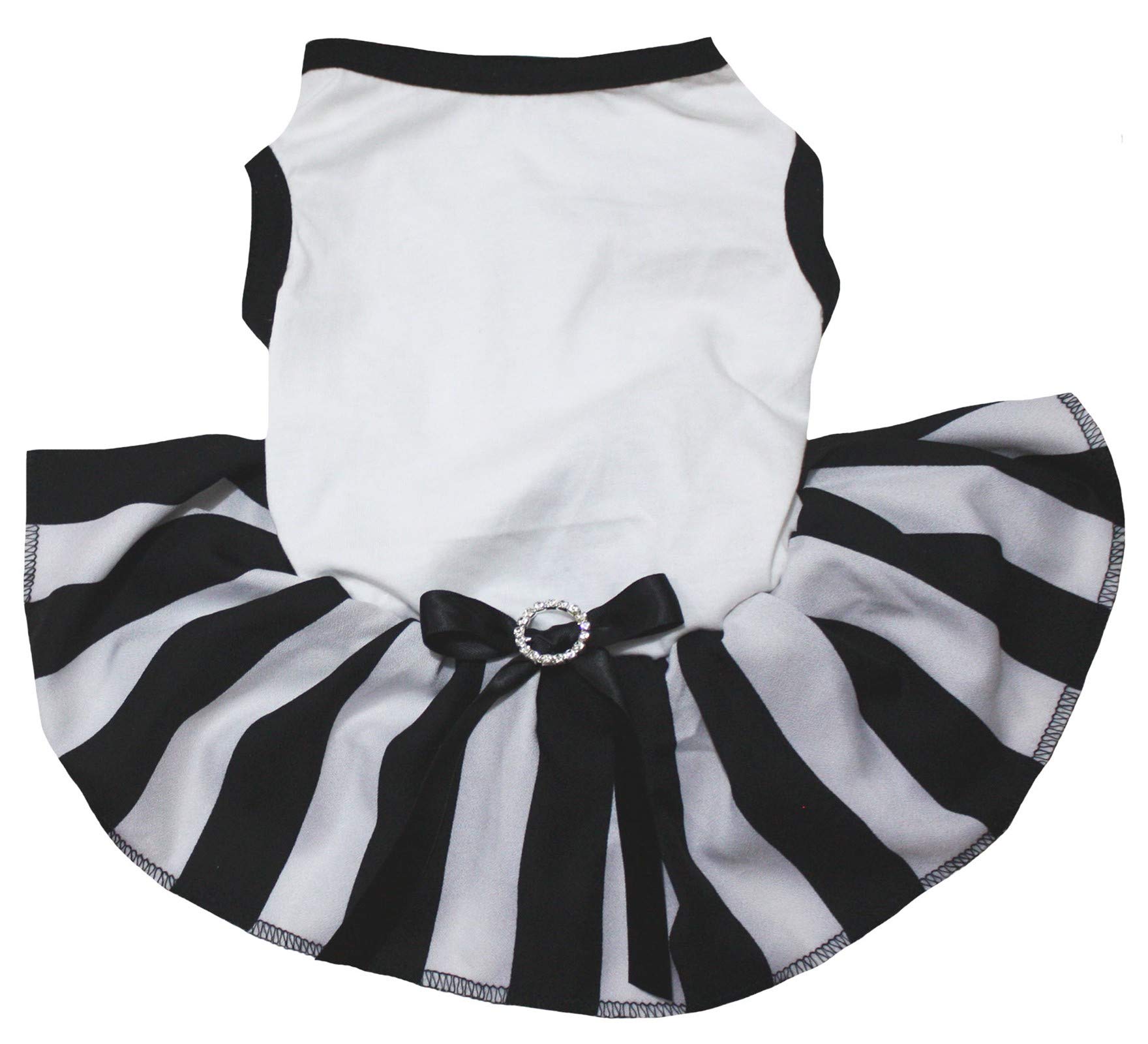 Robe tutu unie noire et blanche à rayures pour chiot XXXL grand gabarit