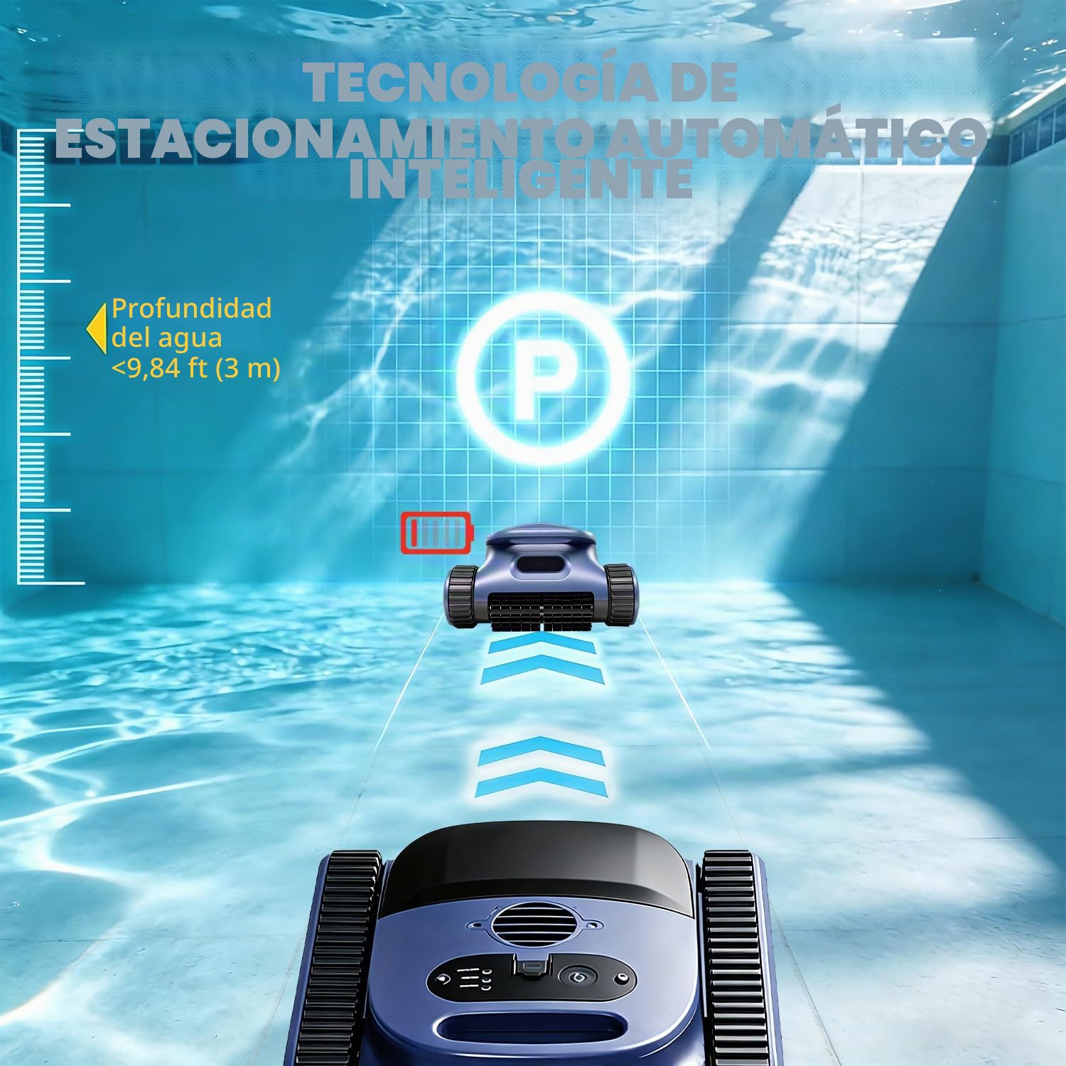 (Upgrade 2026) EVERCROSS BOT Robot Limpiafondos Piscina Batería, Limpiador Automático con Navegación IA, Flujo de 18.1 m³/h, Doble Filtro 3μm, Impermeable IPX8, Autonomía 180 Min