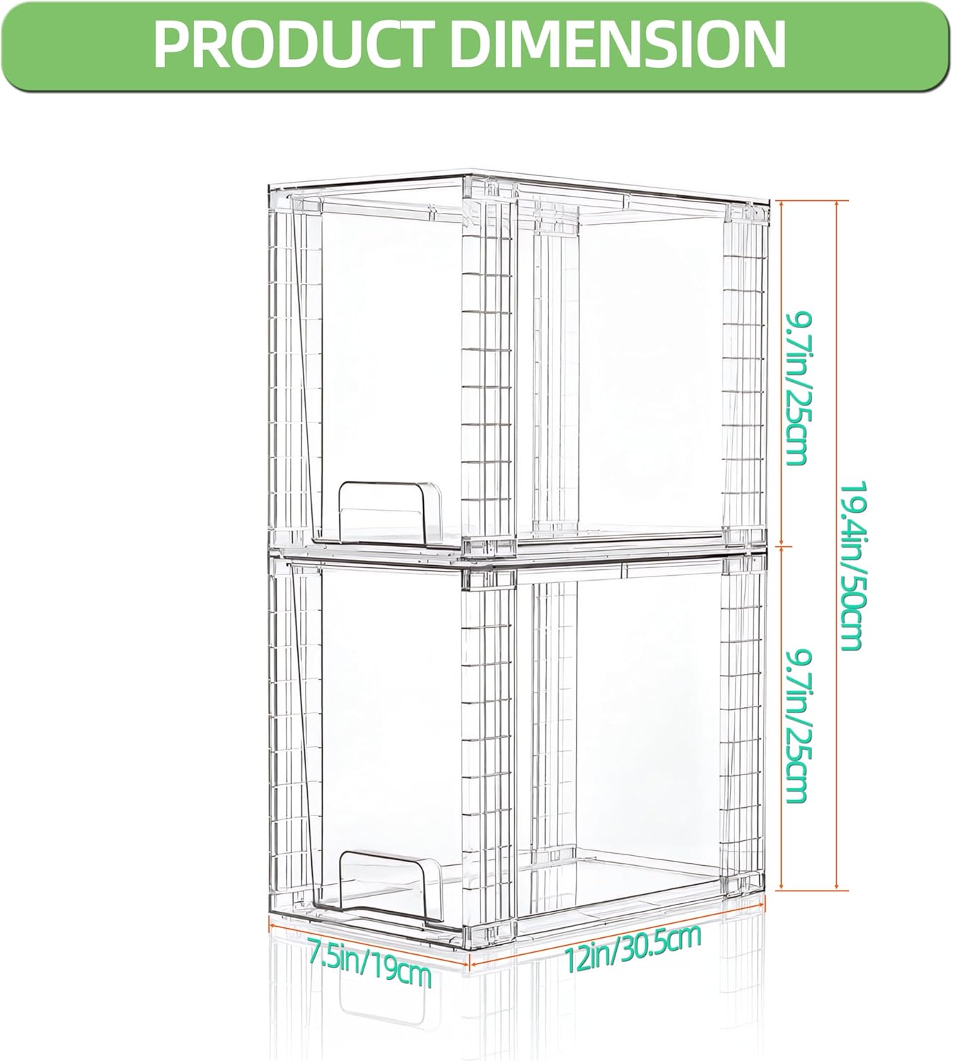 High Clear Stackable Storage Drawers(4 Pack), High-strength Plastic Organizer Bins with Handles for Skincare Bathroom Cabinet Vanity Undersink Kitchen Pantry BPA-Free Storage Containers