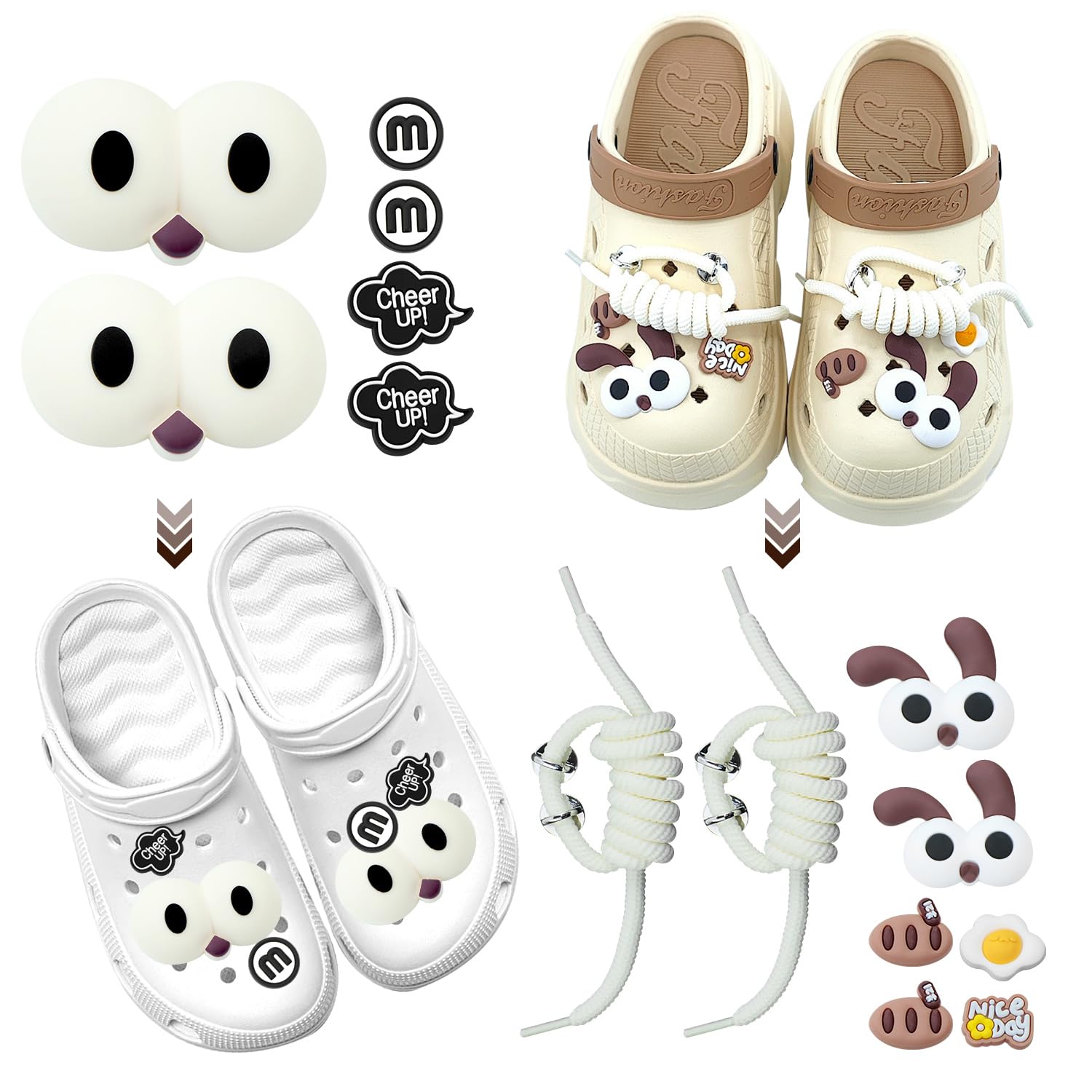 Adornos Zapatos, Shoe Charms, Encantos de Zapatos de PVC, Decoración de Zapatos Dibujos Animados Ojos Grandes 3D para Niños y Adultos, 14 Piezas Pins para Crocs, Bolsos, Pulseras