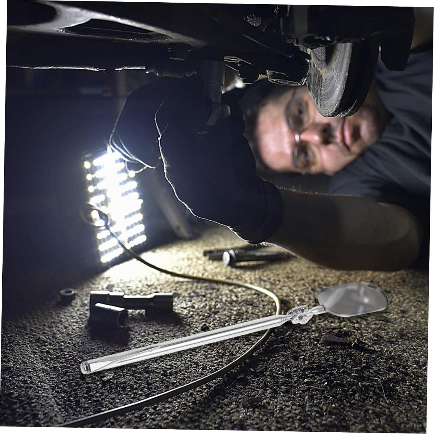 GLEAVI Mechanics Telescoping Inspection Mirror Extendable Car Repair Tool Flexible Detection Tool