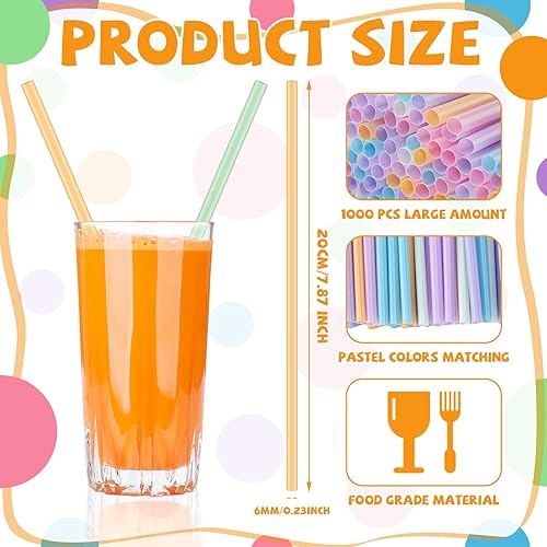 Miniatura 8 de Hushee 500 pajitas de plástico desechables a granel, pajitas morandi de plástico desechables de plástico, palitos para revolver jugos y bebidas