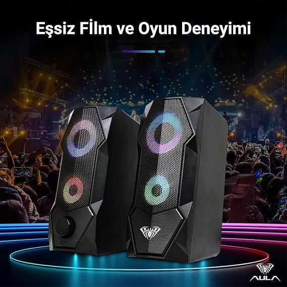 Aula N-301 10W Masaüstü RGB Gaming Oyuncu PC 1+1 Speaker Hoparlör