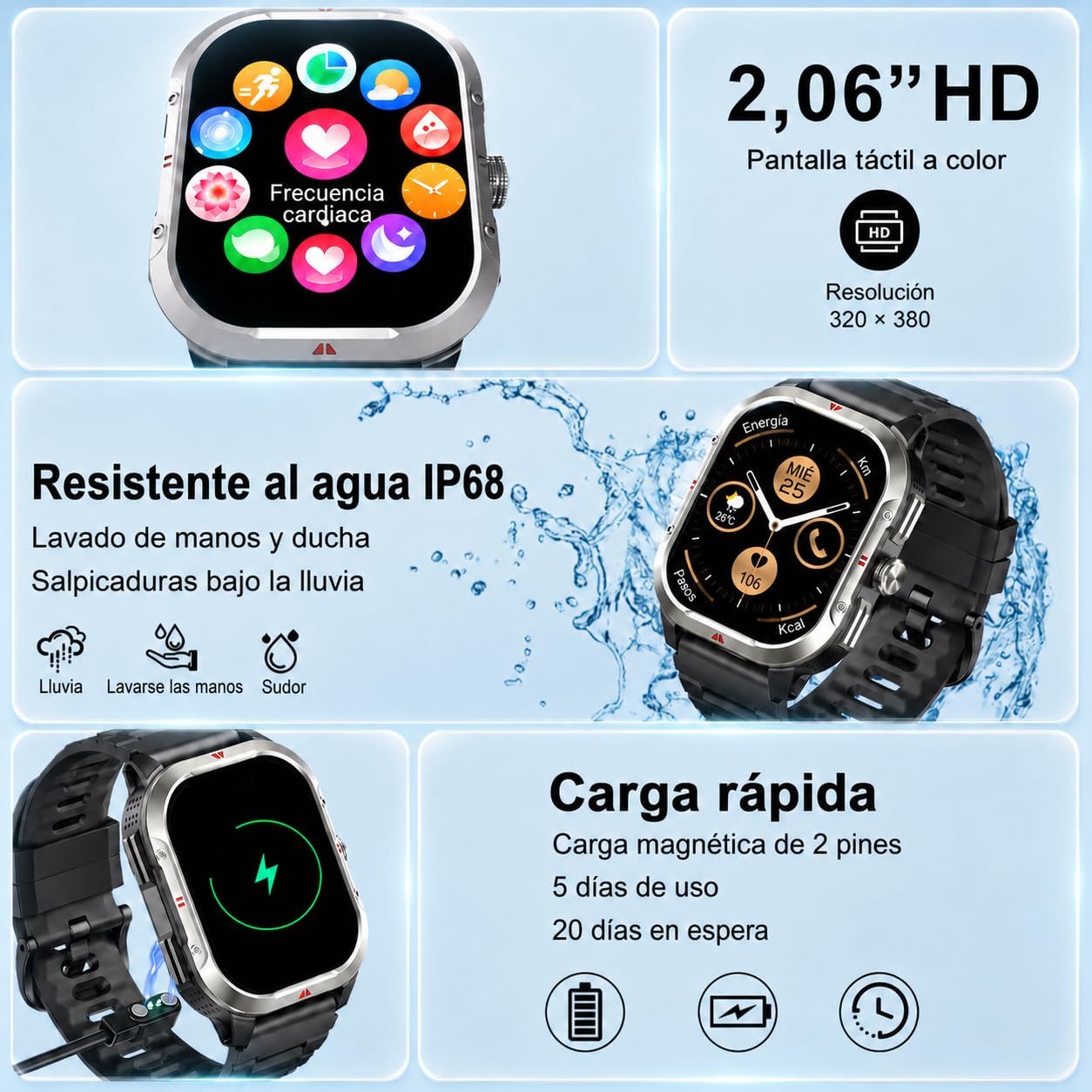 Jugeman Reloj Inteligente Hombre con GPS, 2.06'' Smartwatch,Fitness Tracker