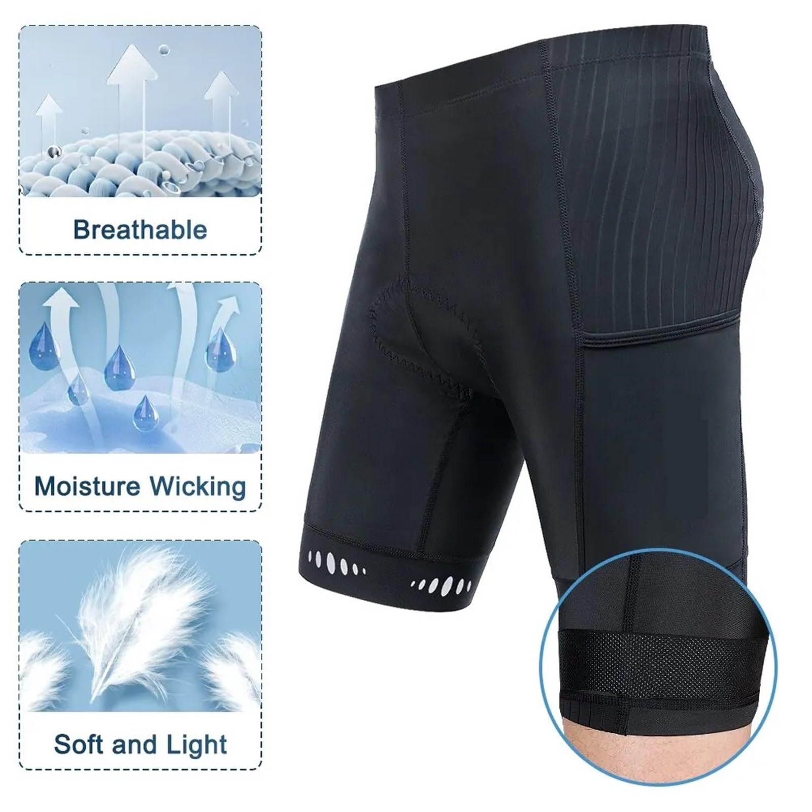 Culotte Ciclismo Hombre Pantalones cortos de ciclismo con bolsillo trasero y acolchado 5D for hombre, mallas for montaña carretera