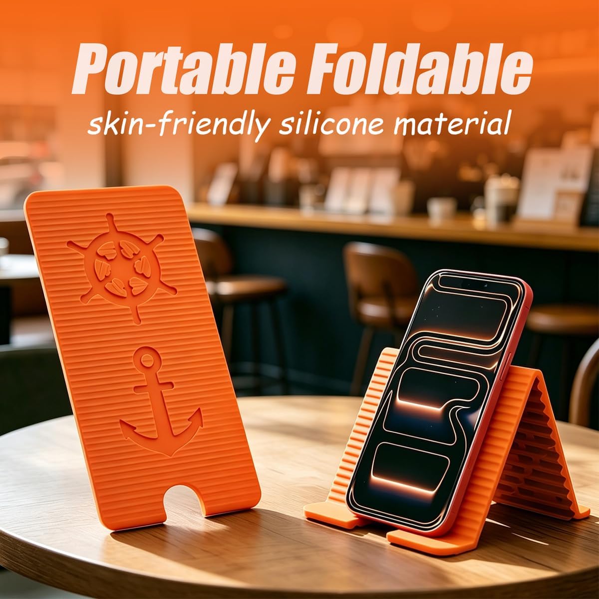 Portable Foldable Silicone Phone Laptop Pad Stand Orange | Eazy to Use,Suitable for office home travel,phone laptop pad holder whitch anti-slip