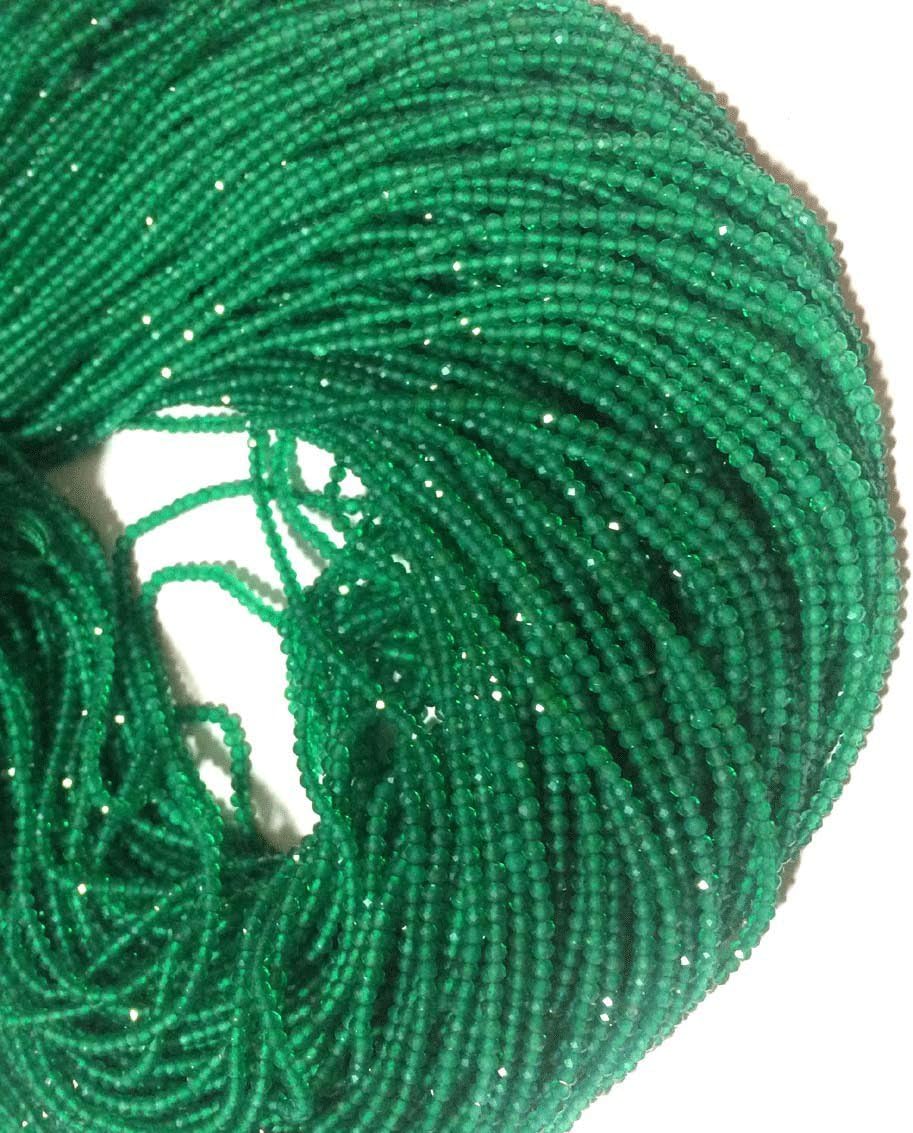 VintagegemsAAA Green onyx faceted rondelle beads micro, Onyx loose gemstone, emerald necklace jewelry 2mm