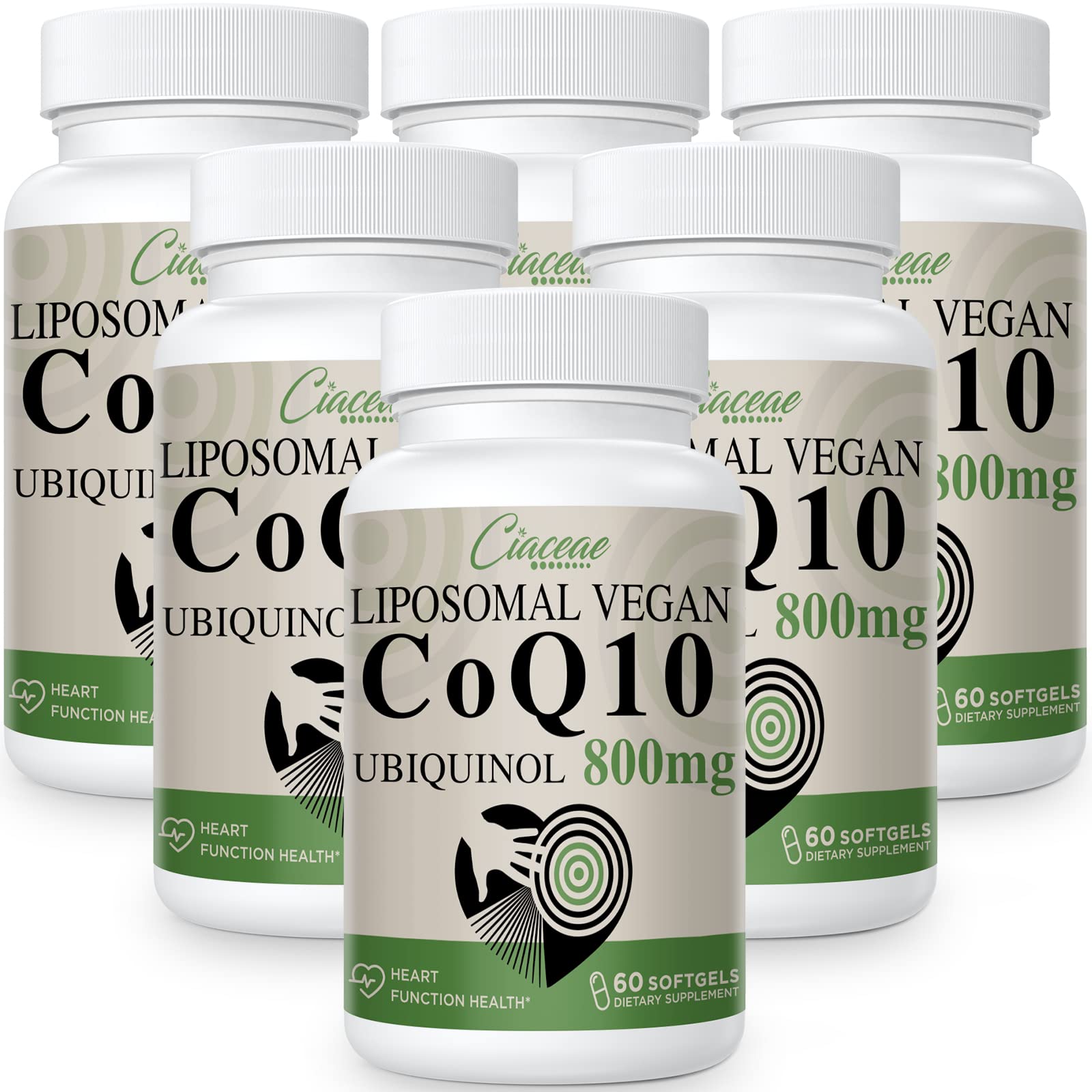Liposomal CoQ10 800mg Ubiquinol Softgel, Max Absorption Ubiquinol Coenzyme Q10, Ubiquinol CoQ10 Supplement for Antioxidant, Heart Function &amp; Energy Production, Pure CoQ10 800mg, 360 Vegan Softgels