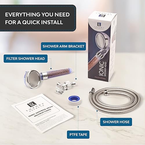 Miniatura 4 de Cabezal de ducha iónico, filtro de alta presión con cuentas, suavizante de agua y ahorro de agua, cabezal de ducha para piel seca y cabello