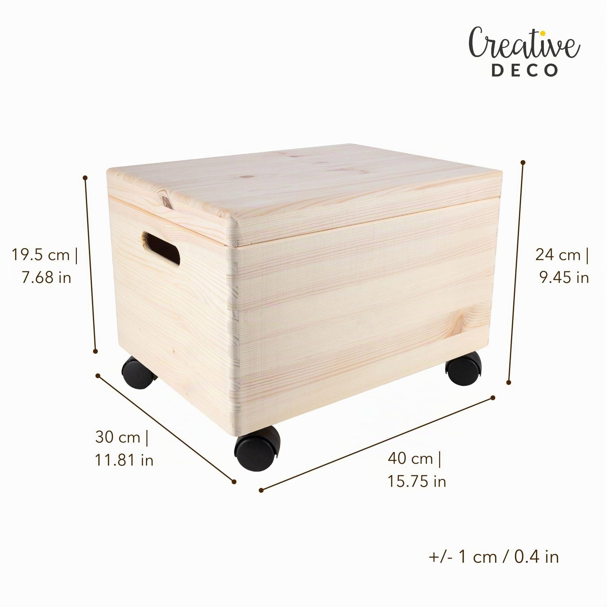 Creative DECO XXL Grande Caja Madera Decorativa con Ruedas | 40 x 30 x 24cm