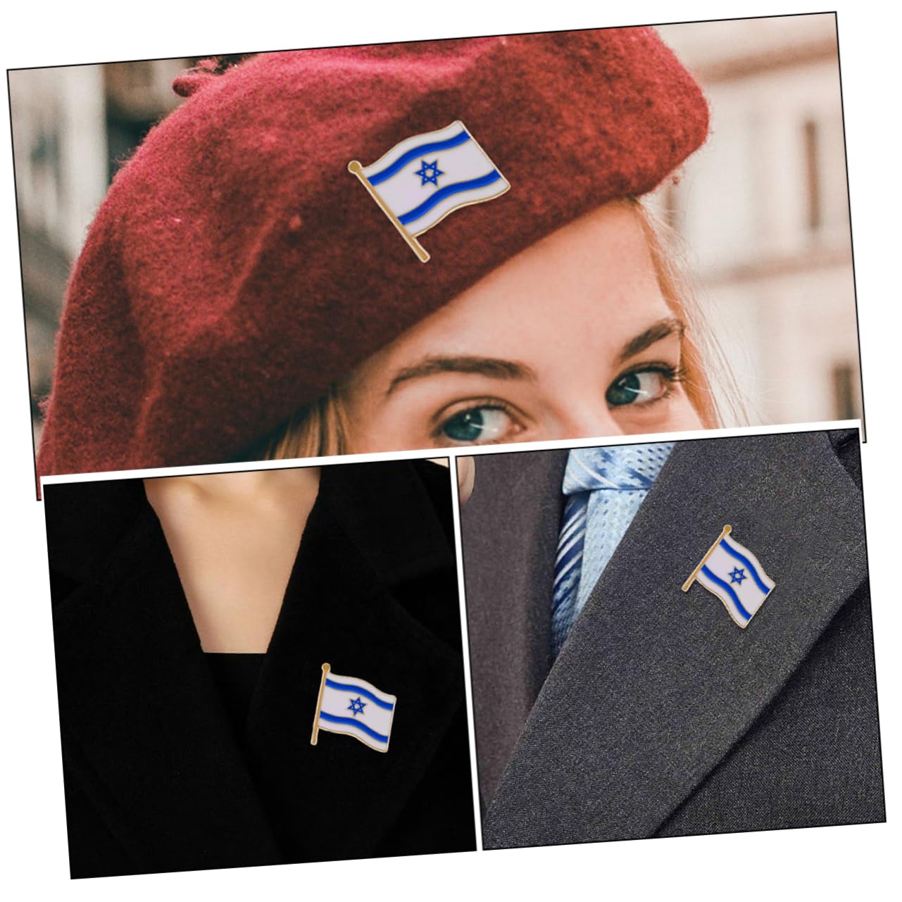 ibasenice Pines de Solapa Bandera de Israel, Broches de Aleación Ligeros y Creativos Set de 3 Esenciales para Fiestas y Ocasiones Obsequios