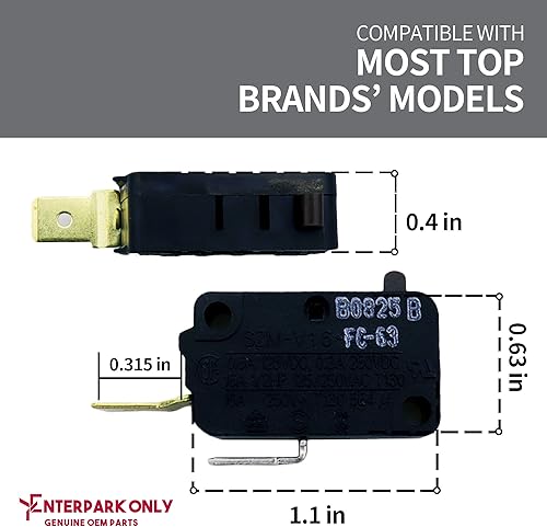 Miniatura 4 de ENTERPARK Nuevo OEM 2 Pack GE SZM-V16-FC-63 Microinterruptor Microinterruptor de repuesto para LG GE Starion