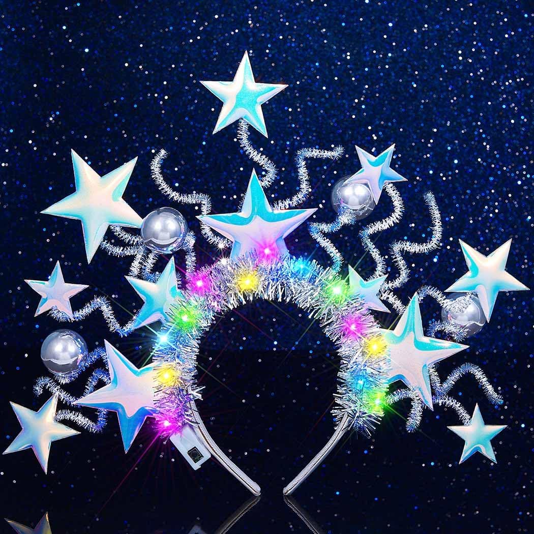 JEAIRTS Light Up Star Headband Glow Led Celestial Headpiece Accessories for Women
