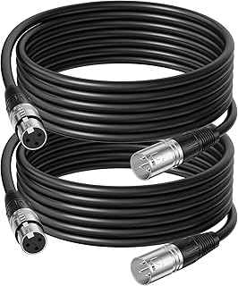 2 Pack 25ft XLR Cables (Male to Female), Heavy‑Duty Metal Connectors, Premium OFC Microphone Cable for Studio, Stage, Podcast, Mixer, Amplifier & Pro Audio Equipment
