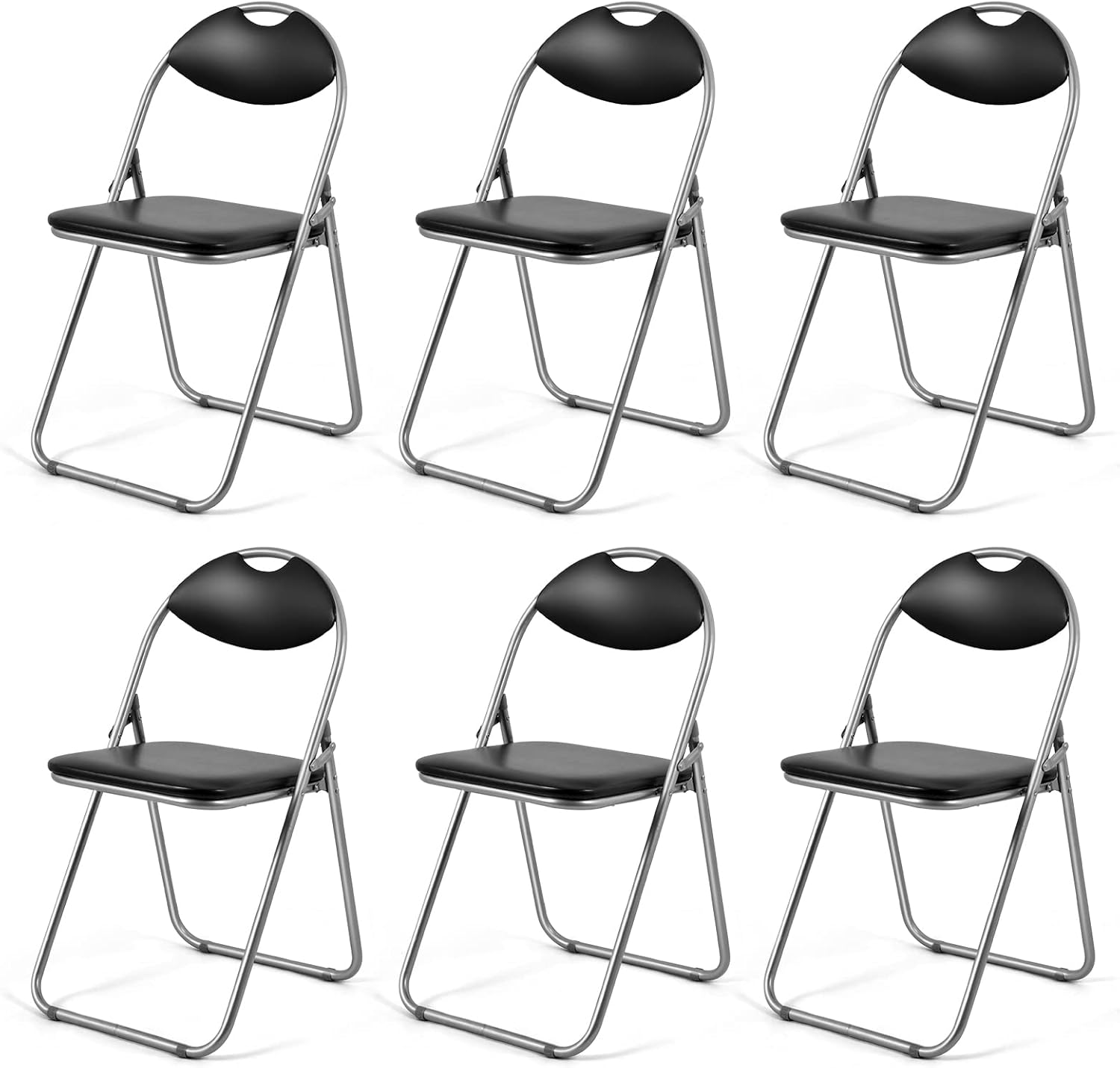 Safstar Folding Chairs Set of 6, 6 Pack Metal Folding Chairs with
