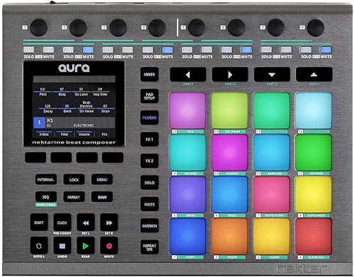 Nektar Aura - Beat Composer y controlador DAW, gris metálico, 16 almohadillas