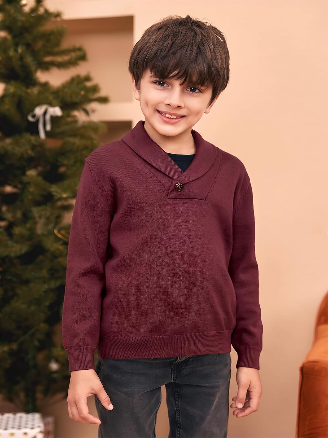 Ryannology Toddler Baby Boys Girls Sweater Shawl-Collar V Neck Pullover Sweaters Cable Kintted Photoshoot Outfits